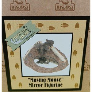 Big Sky Carvers Mountain Moose's "MUSING MOOSE MIRROR FIGURINE” Jewelry Tray NEW